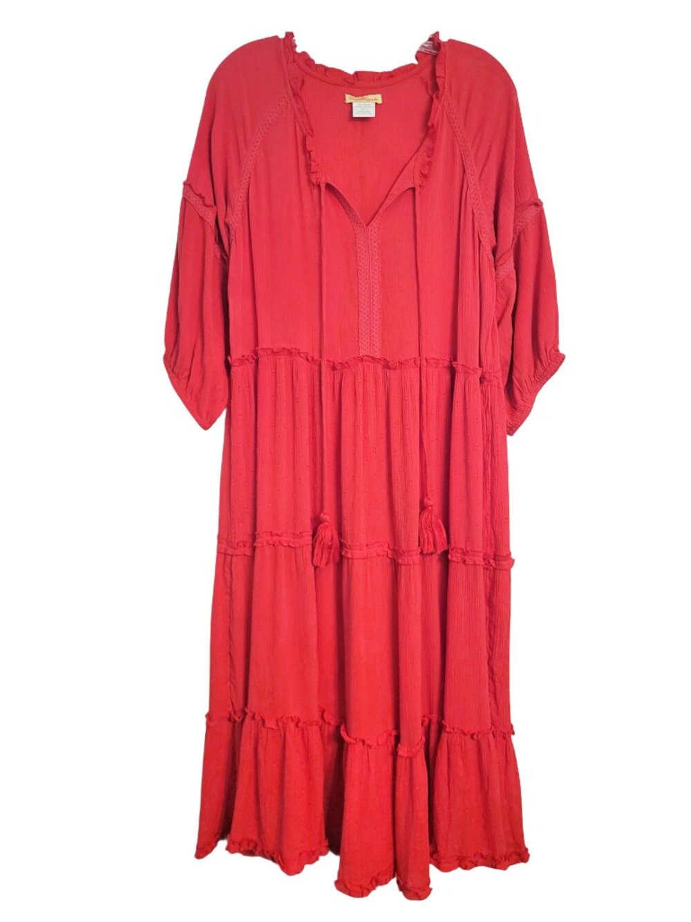 Sweet Magnolia Gauzy Crinkle Tiered Cotton Maxi Midi Dress